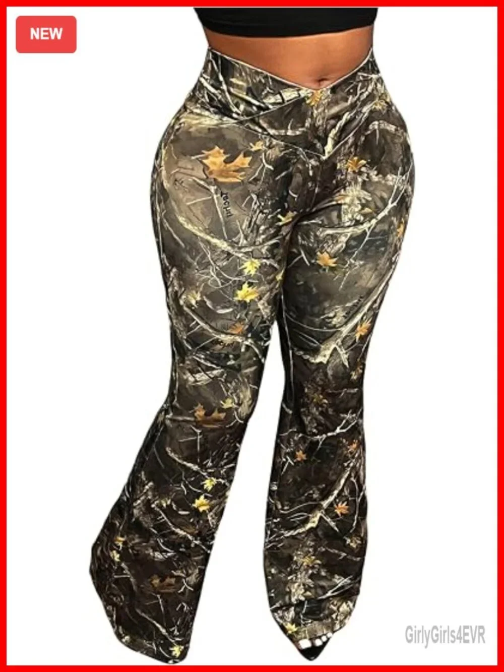 High Waisted Flare Leggings Bootcut Bell Bottom Camo Pants Stretchy Polyester